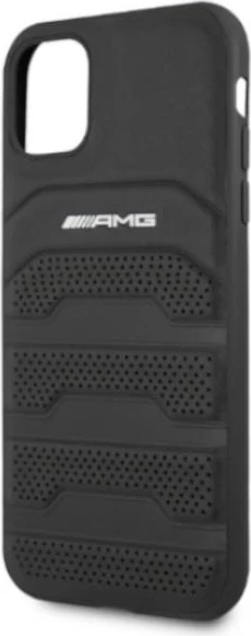 Mbështjellës Mercedes AMG Debossed Lines për iPhone 11 6.1", lëkurë, zi