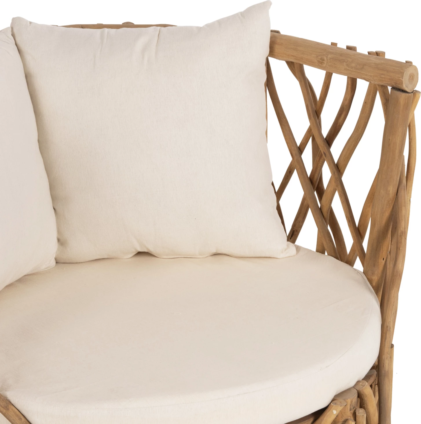 Fotelje KAAN FH5994 degë TEAK, jastëk të bardhë, 95x89x80H cm.