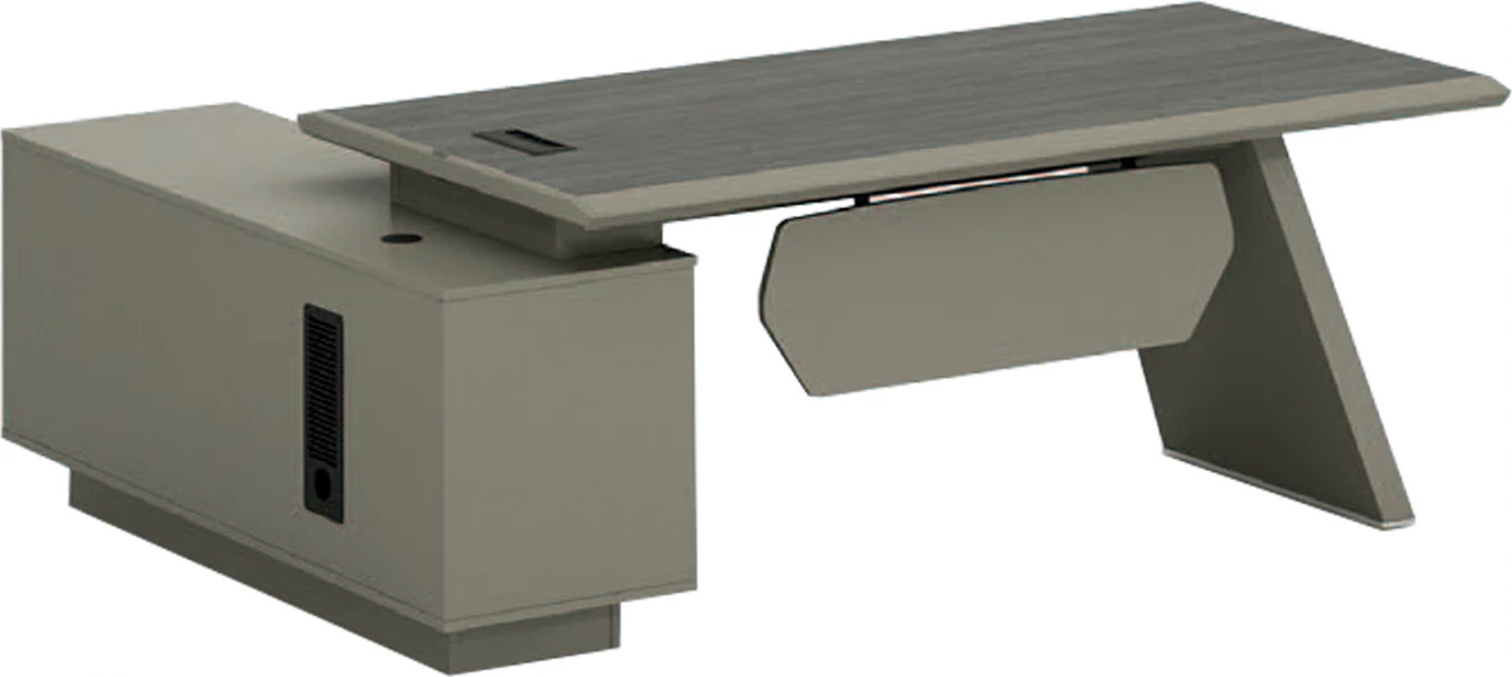 Tavolinë profesionale zyre, këndore, ngjyrë moka & hiri, Lux Series, FH2115, 196x150x75cm