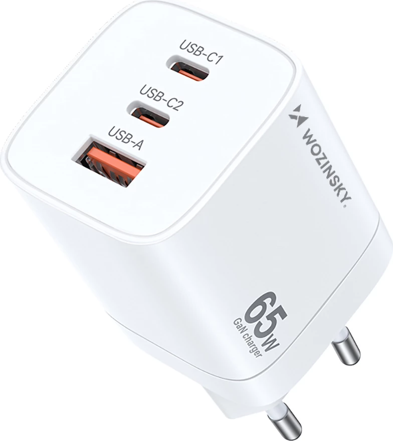 Karikues muri Wozinsky CGWCW, 65W, 2x USB-C, 1x USB-A, GaN, i bardhë