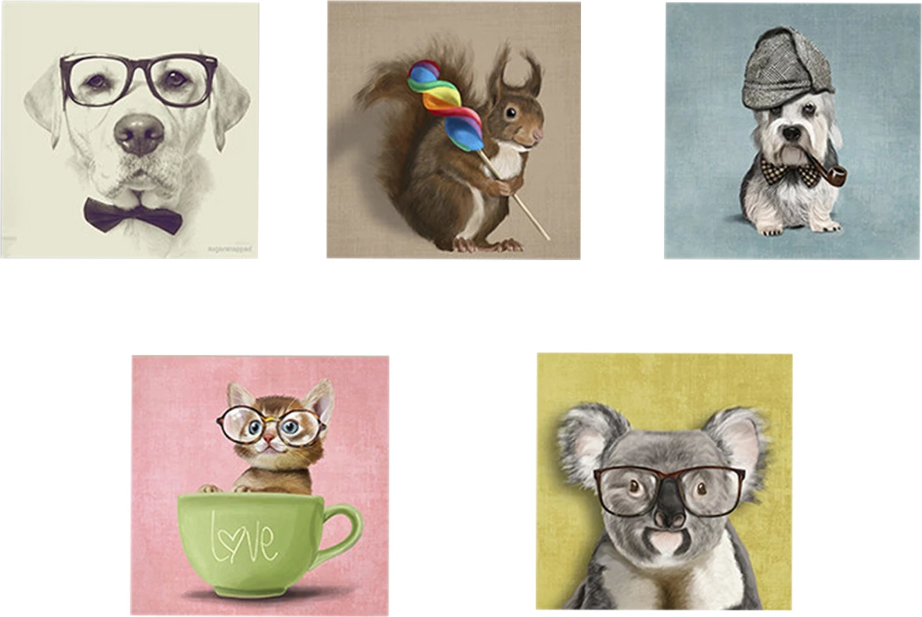 Kanavacë pesë pjesë MDF kafshë të zgjuara FH7205.01 75x0,3x15 cm