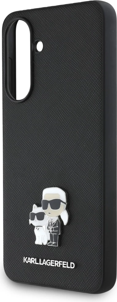 Mbështjellës Karl Lagerfeld Saffiano me emblemë metalike K&C për Samsung Galaxy A36, Zi