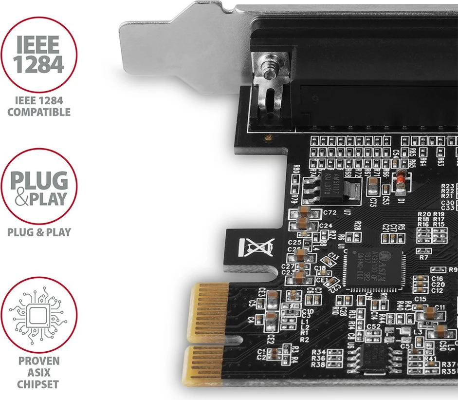 Kartë zgjerimi AXAGON PCEA-P1N, 1x LPT paralel, PCIe, me set standard & low profile