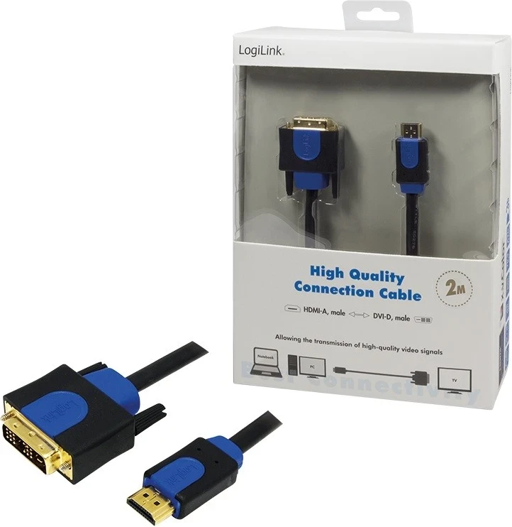 Kabllo Logilink HDMI në DVI, 2.0m, e zezë