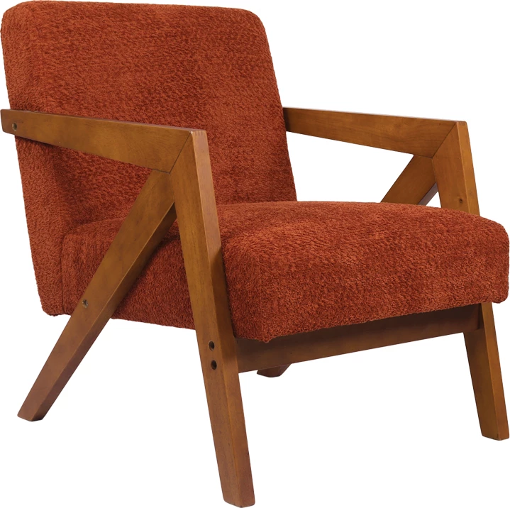 Fotel Garifa, material terakote, këmbë ngjyrë arre, 79x75x75cm