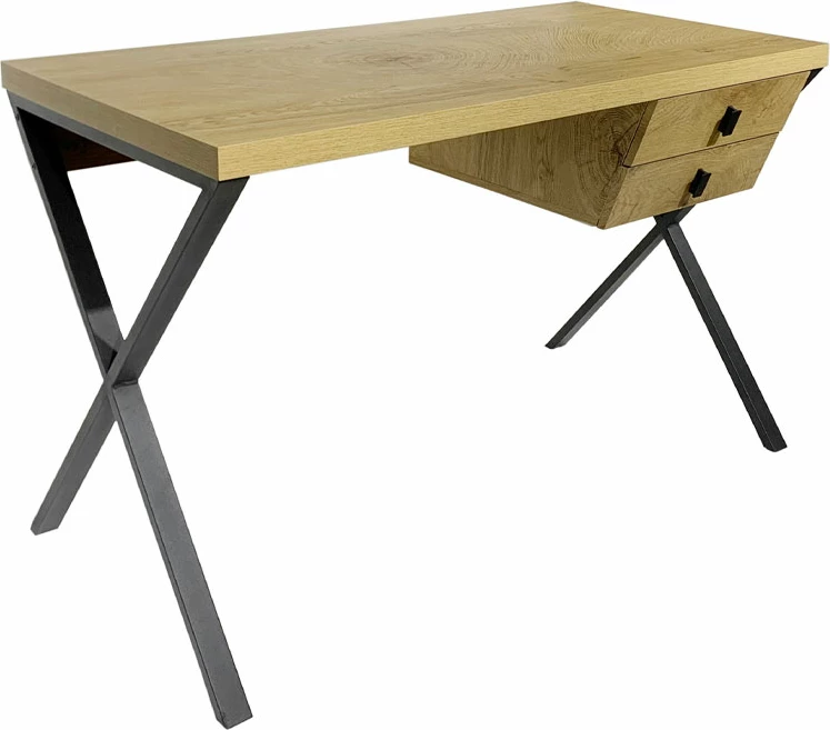 Tavolinë pune Bow, 2 sirtarë, ngjyrë natyrale, 120x60x76cm