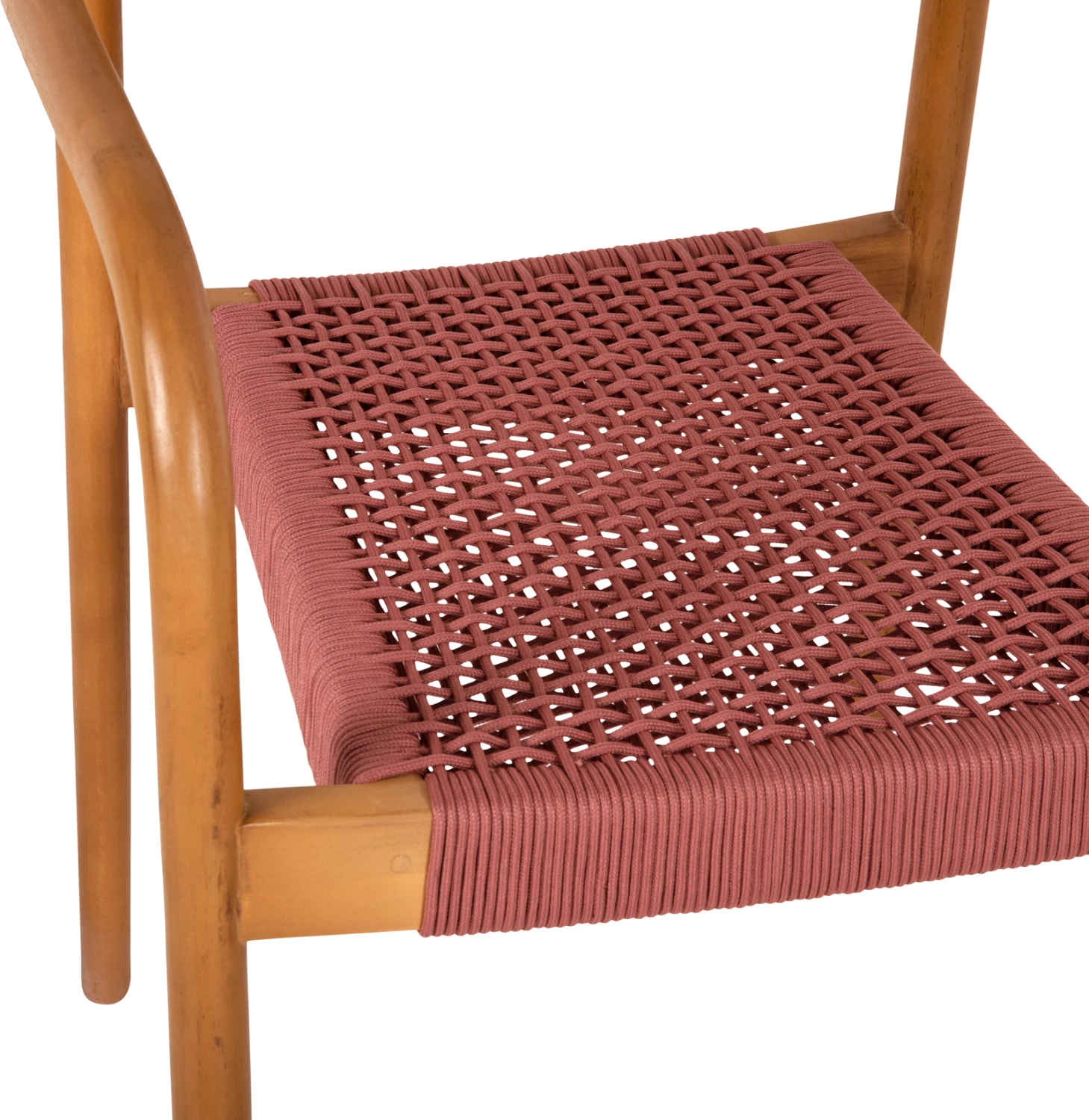 Karrige me krahë OSLO FH9636.06 dru tik natyral dhe litar rozë 55x54x80H cm