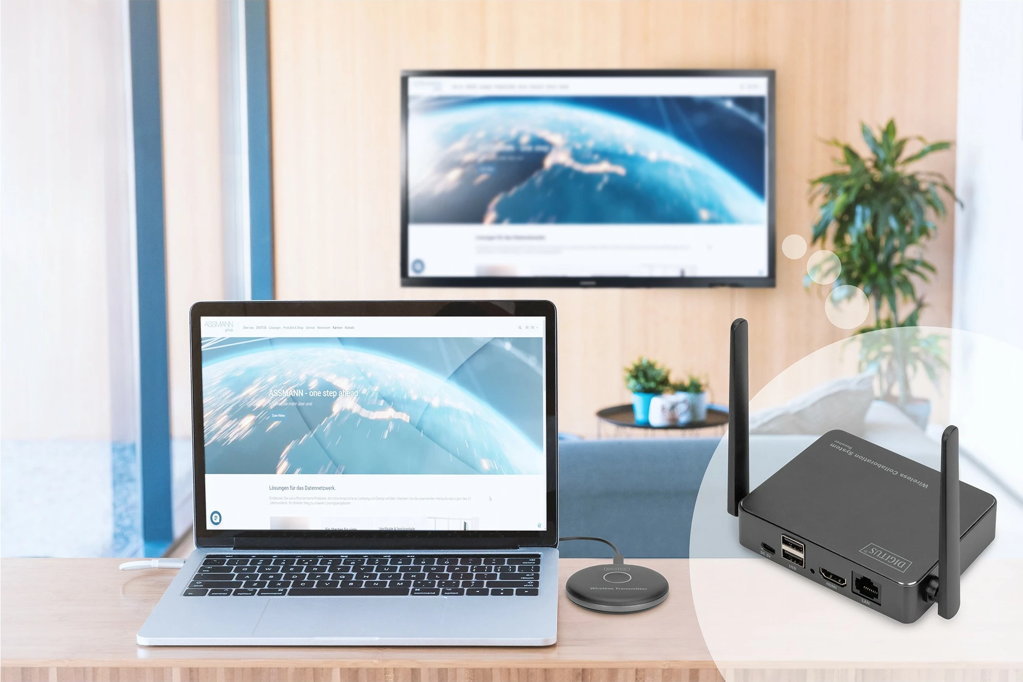 Transmetues HDMI pa tela Digitus DS-55317, 1920x1080, 50m, Wi-Fi, zi/gri