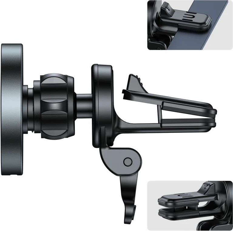 Mbajtës magnetik për celular me karikues wireless Tech-Protect MM15W-V5, për grilë ajri, 15W, i zi