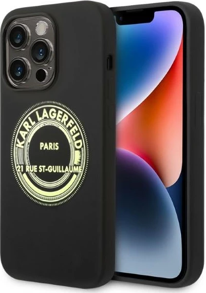 Mbështjellës Karl Lagerfeld Silicone RSG për iPhone 14 Pro, i zi