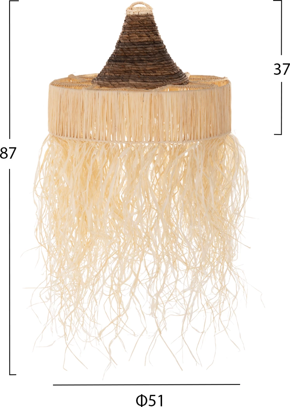 Llambë varëse tavani me thekë, fibra palme të thata, FH7854, Φ51x37H cm