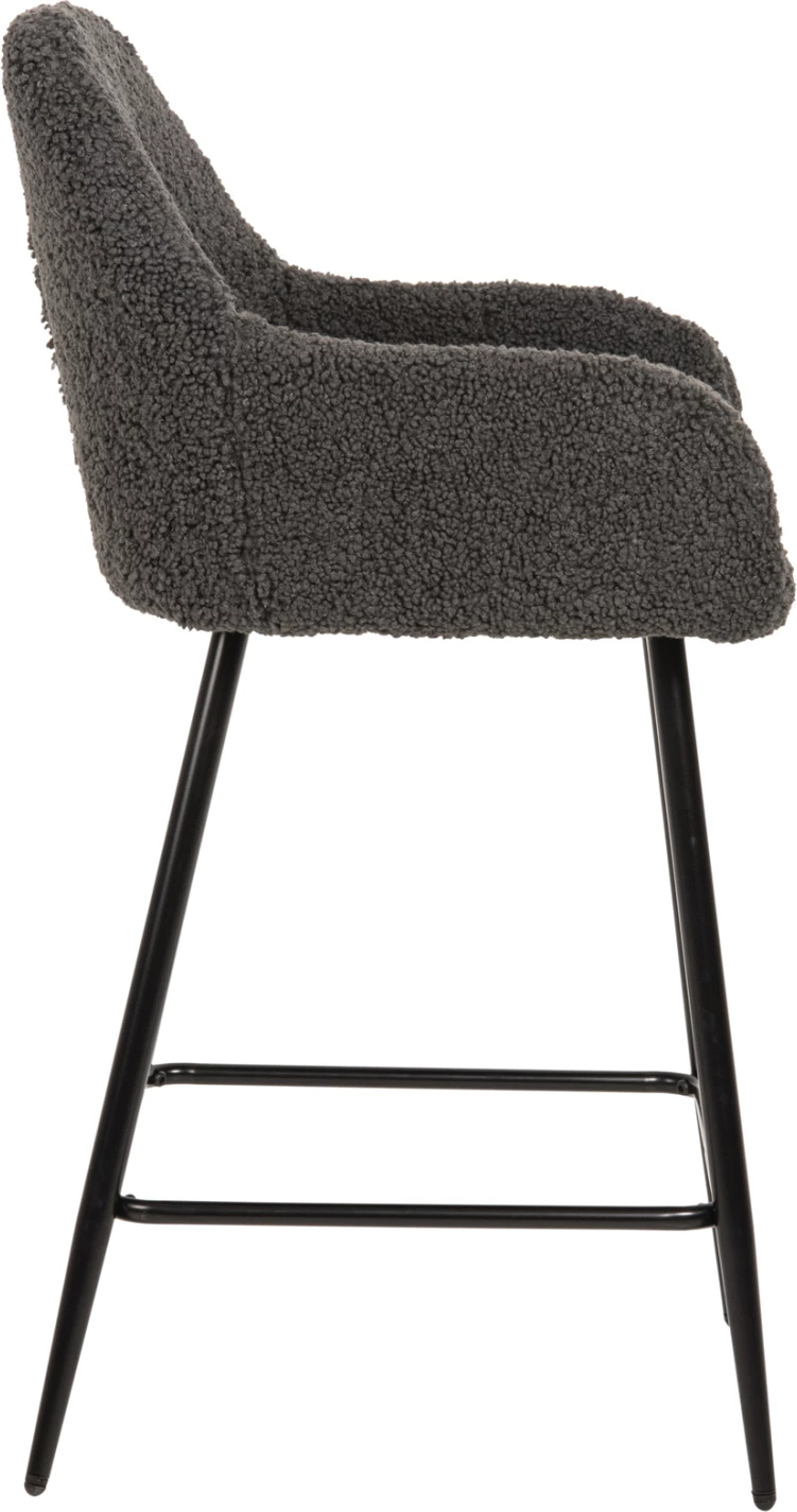 Karrige për bar mesatare STRIKE FH8592.01, ngjyrë gri, këmbë metalike të zeza, 50x50x94,5H cm., set prej 2 copë