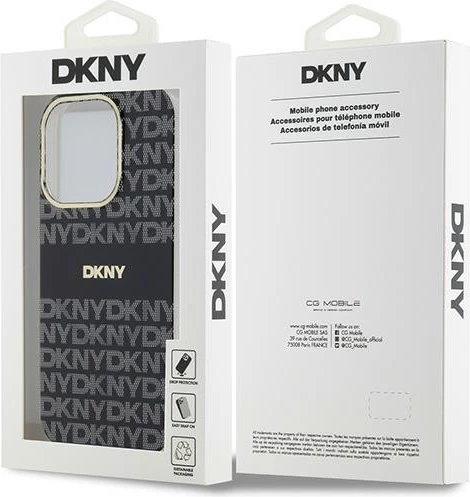 Mbështjellës DKNY IML Mono & Stripe MagSafe për iPhone 15 Pro Max, i zi