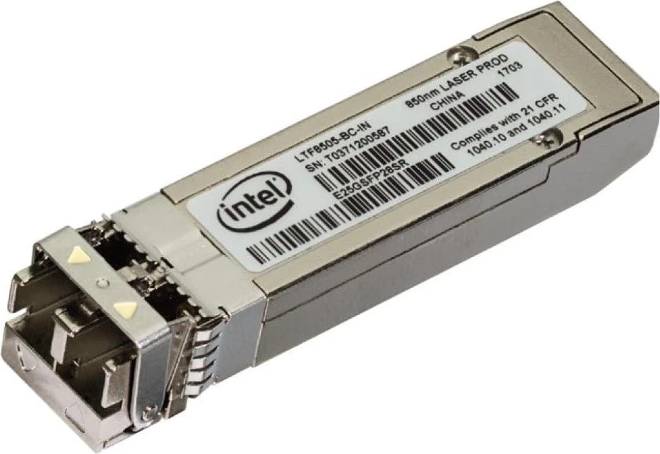 Modul optik SFP28 Intel E25GSFP28SR, 25000 Mbit/s, fiber optic, SR, 850 nm, argjendtë