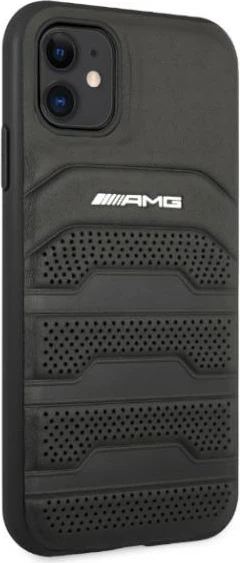 Mbështjellës Mercedes AMG Debossed Lines për iPhone 11 6.1", lëkurë, zi