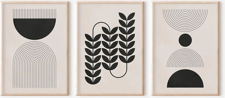 Set tablo triptik Vanta, kornizë druri, print digjital, 33x1.5x48cm