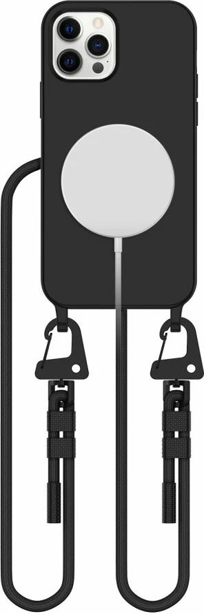 Mbështjellës Tech-Protect Magnecklace për iPhone 12/12 Pro, MagSafe, i zi me litar