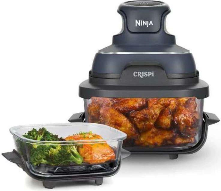 Fritezë ajri, Ninja, CRISPi FN101EUGY, 4-në-1 1700W, 3.8L + 1.4L, enë qelqi, blu