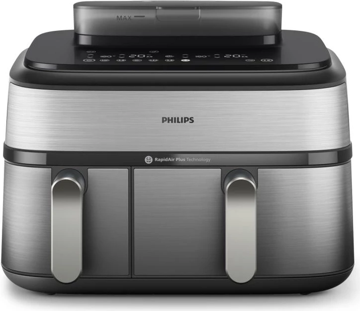 Fritezë me ajër Philips NA555/00 dual basket 9L 2750W, argjendtë