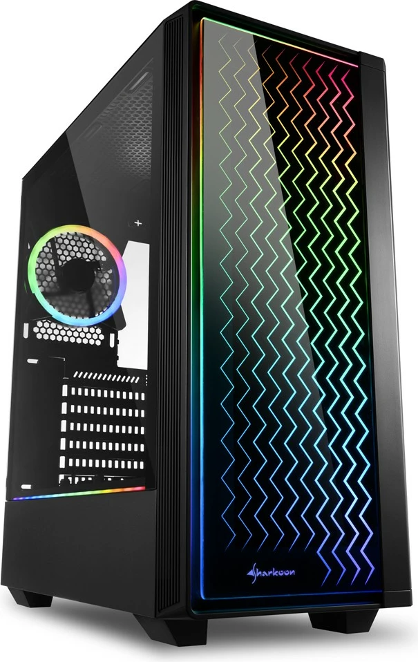 Kasë Sharkoon RGB LIT 200, Midi Tower, ATX, micro ATX, Mini-ITX, e zezë, RGB