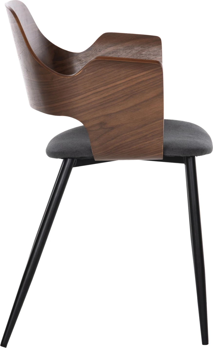 Karrige ngrënieje VELP FH9616.04 dru ngjyrë arre-gri pëlhurë-këmbë metali të zeza 55,5x50x79Hcm., set prej 2 copë