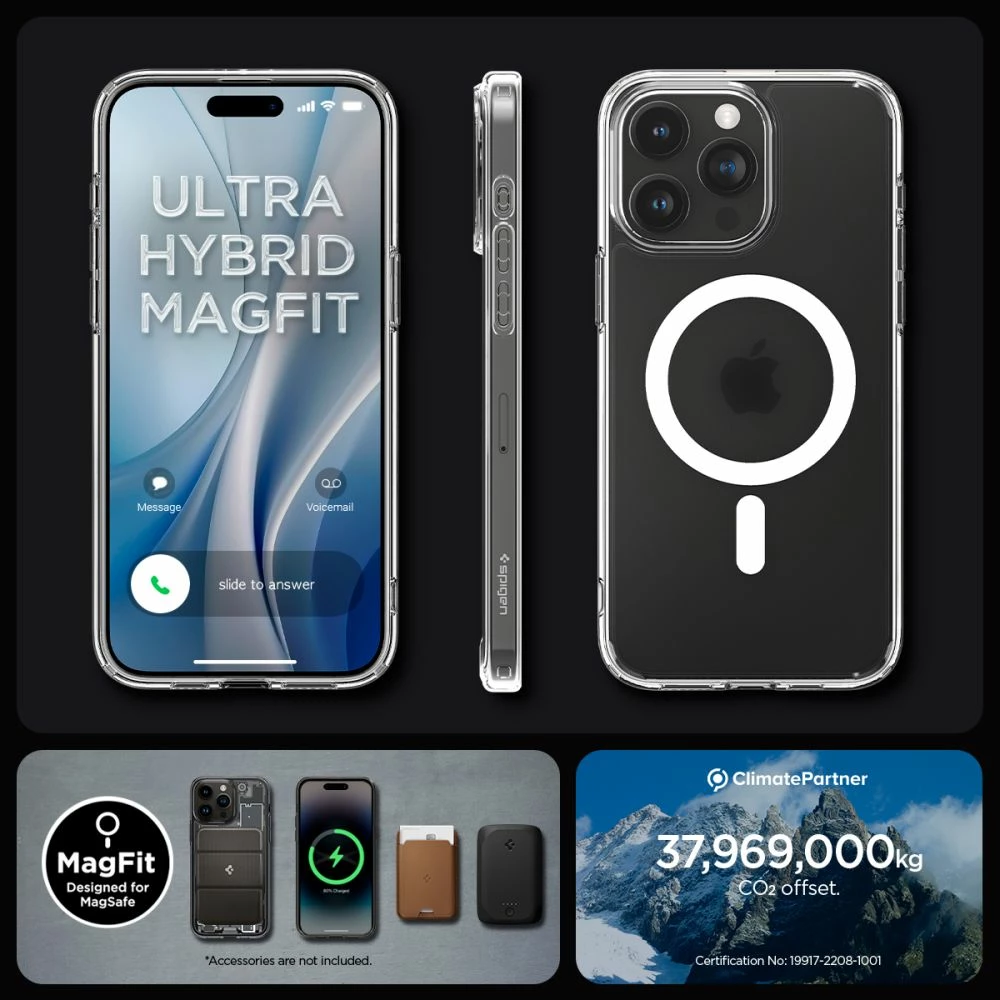 Mbështjellës Spigen Ultra Hybrid Mag për iPhone 15 Pro, MagSafe, frost clear
