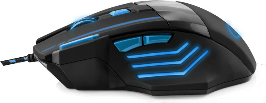 Maus gaming Esperanza WOLF EGM201B, me tela, 7 butona, 2400 DPI, zi/blu