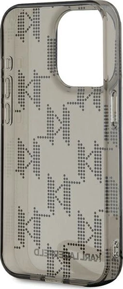 Mbështjellës Karl Lagerfeld IML Mono KL Pattern & Cord për iPhone 15 Pro Max, i zi