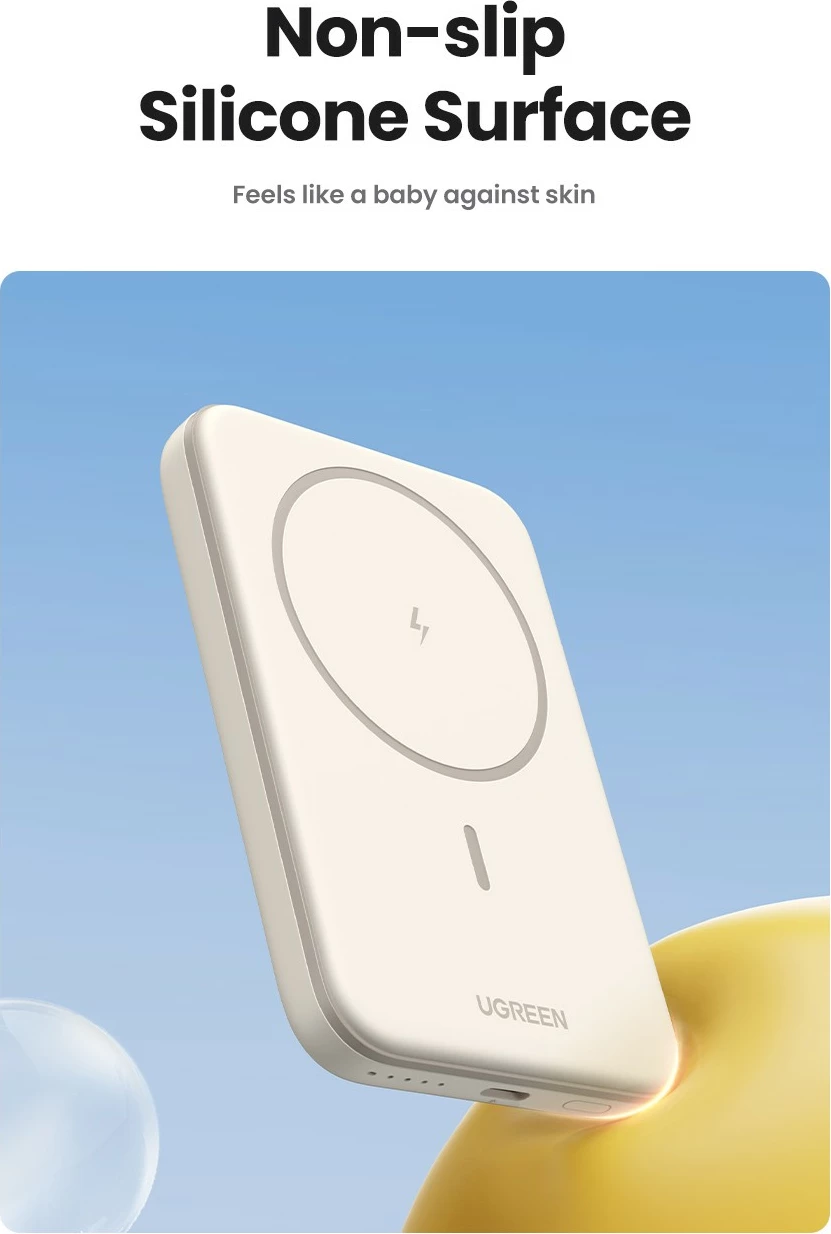 Powerbank Ugreen 25208, 10000 mAh, Power Delivery 3.0, wireless, bezhë