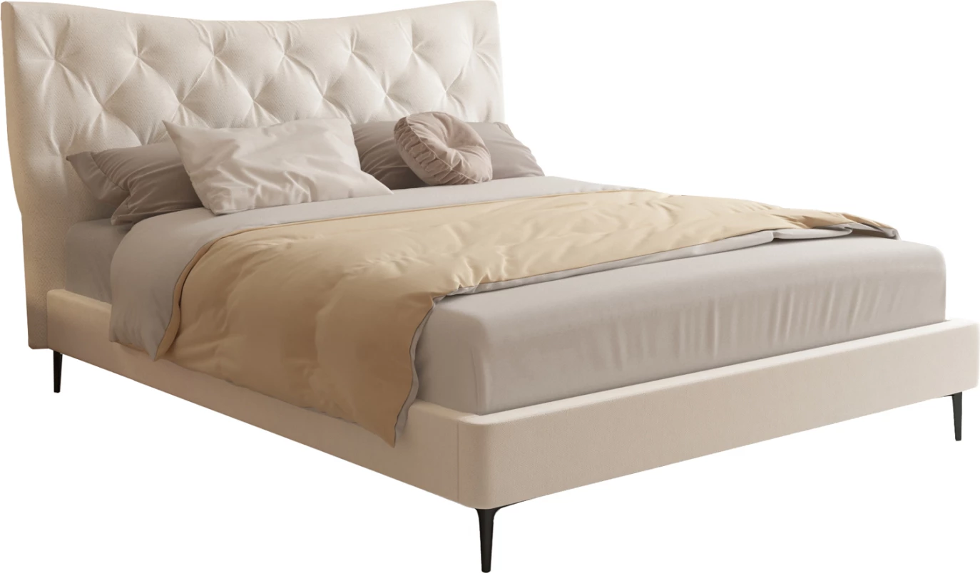 Krevat dopio JILL, stof bezhë, FH737.03, për dyshek 160x200cm