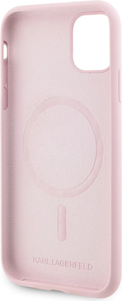 Mbështjellës Karl Lagerfeld Silicone Karl&Choupette MagSafe për iPhone 11, Rozë