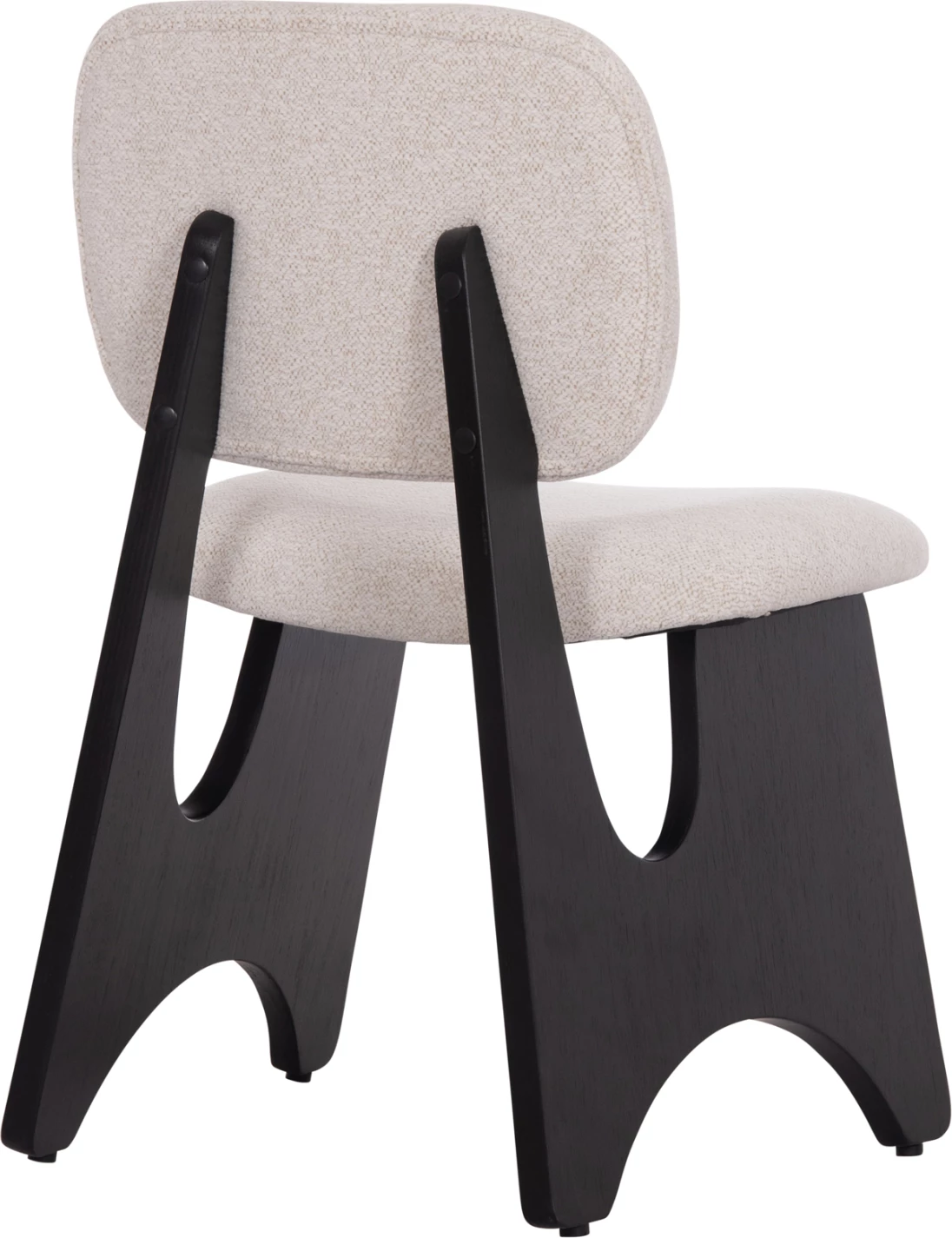 Karrige ngrënieje BELLISI, set 2 copë, stof krem i bardhë, dru i zi, FH18248.02, 53x56x78cm