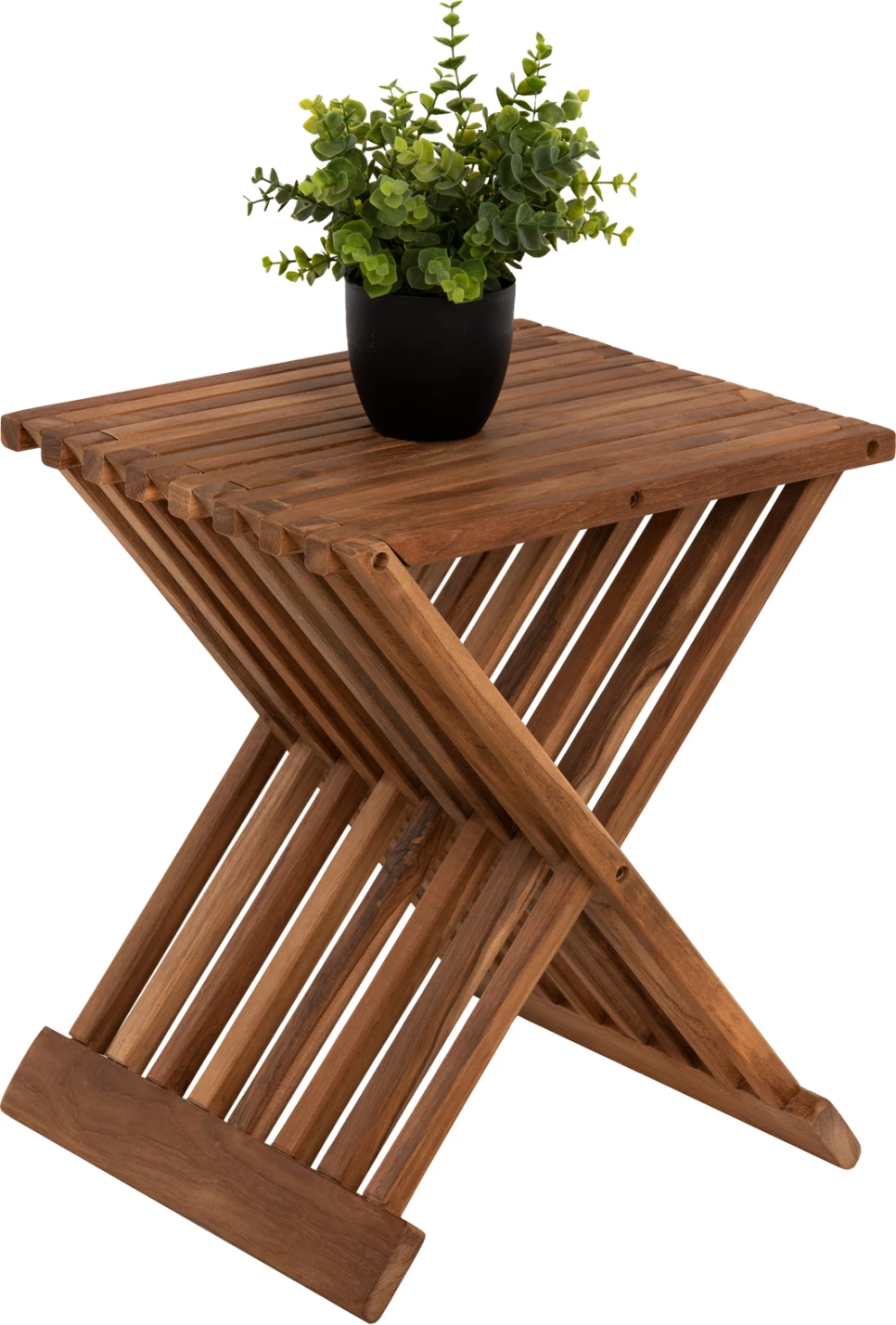 Tavolinë anësore e palosshme, dru tik, ngjyrë natyrale, FH7896, 40x33x45 cm