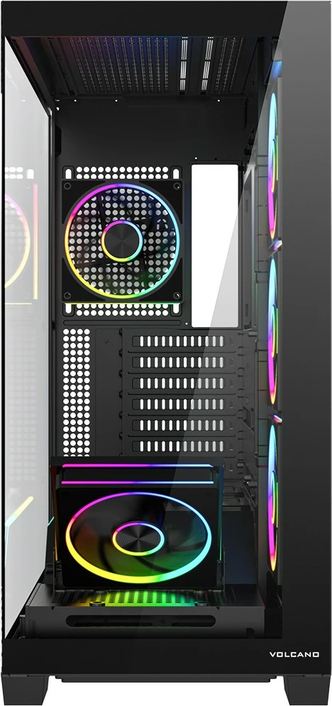 Kasë MODECOM Volcano Stellar Plus ARGB Midi 5F (AT-STELLAR-PLUS-5F-ARGB-10), ATX/mATX/ITX, 5x 120 mm ARGB, USB-C, xham i temperuar, e zezë