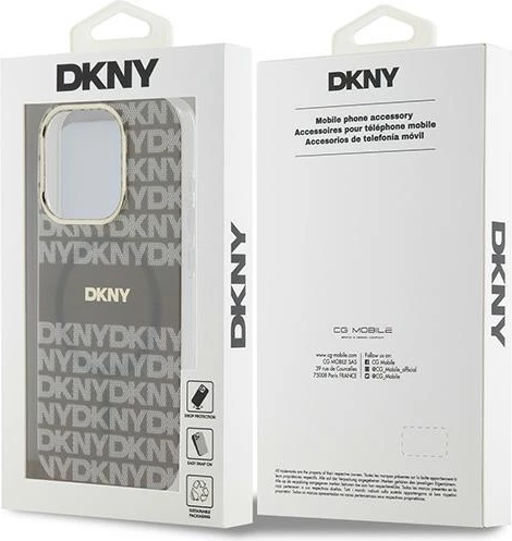 Mbështjellës DKNY IML Mono & Stripe MagSafe për iPhone 15 Pro, bezhë