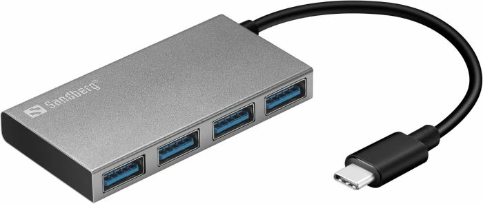 Hub USB-C SANDBERG 136-20 4x USB 3.0, kasë alumin, gri