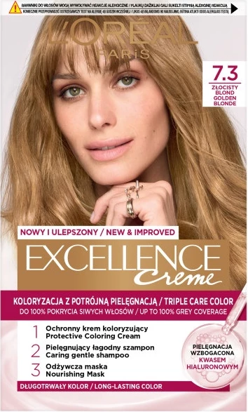 Ngjyrë për flokë për femra L'Oreal Paris Excellence Creme 7.3 Blond i artë, 1 copë