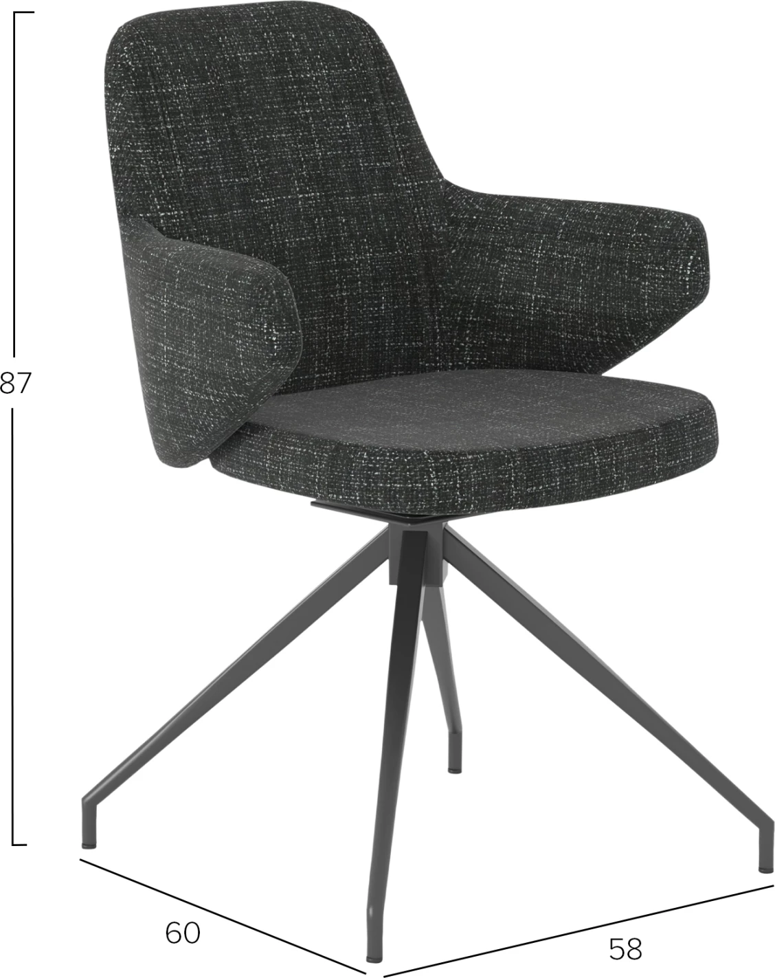 Karrige rrotulluese DOMINION CD18104, stof gri e errët, metal, 58x58x84H cm, set prej 2 copash