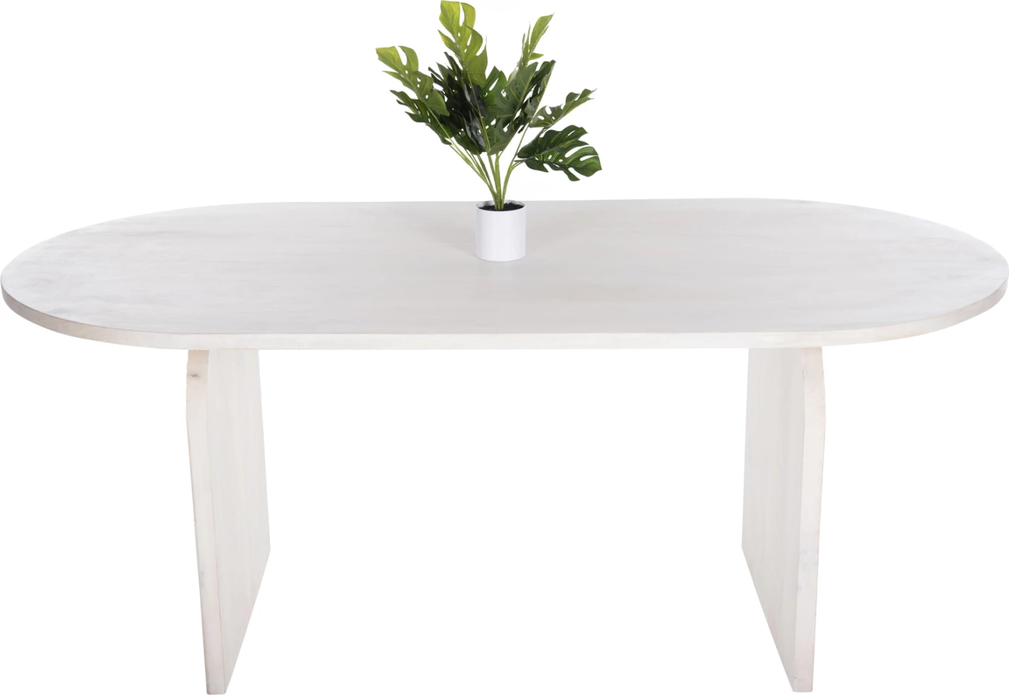 Tavolinë ovale për ngrënie, dru mango, ngjyrë e bardhë, FH9690, 180,5x90,5x76 cm