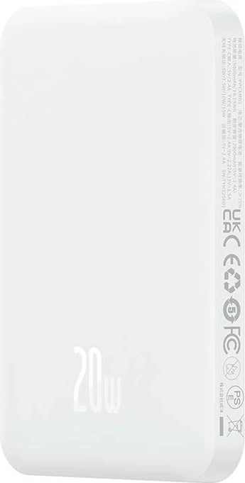Powerbank Baseus P10022107223-00, 5000mAh, USB-C 20W, i bardhë