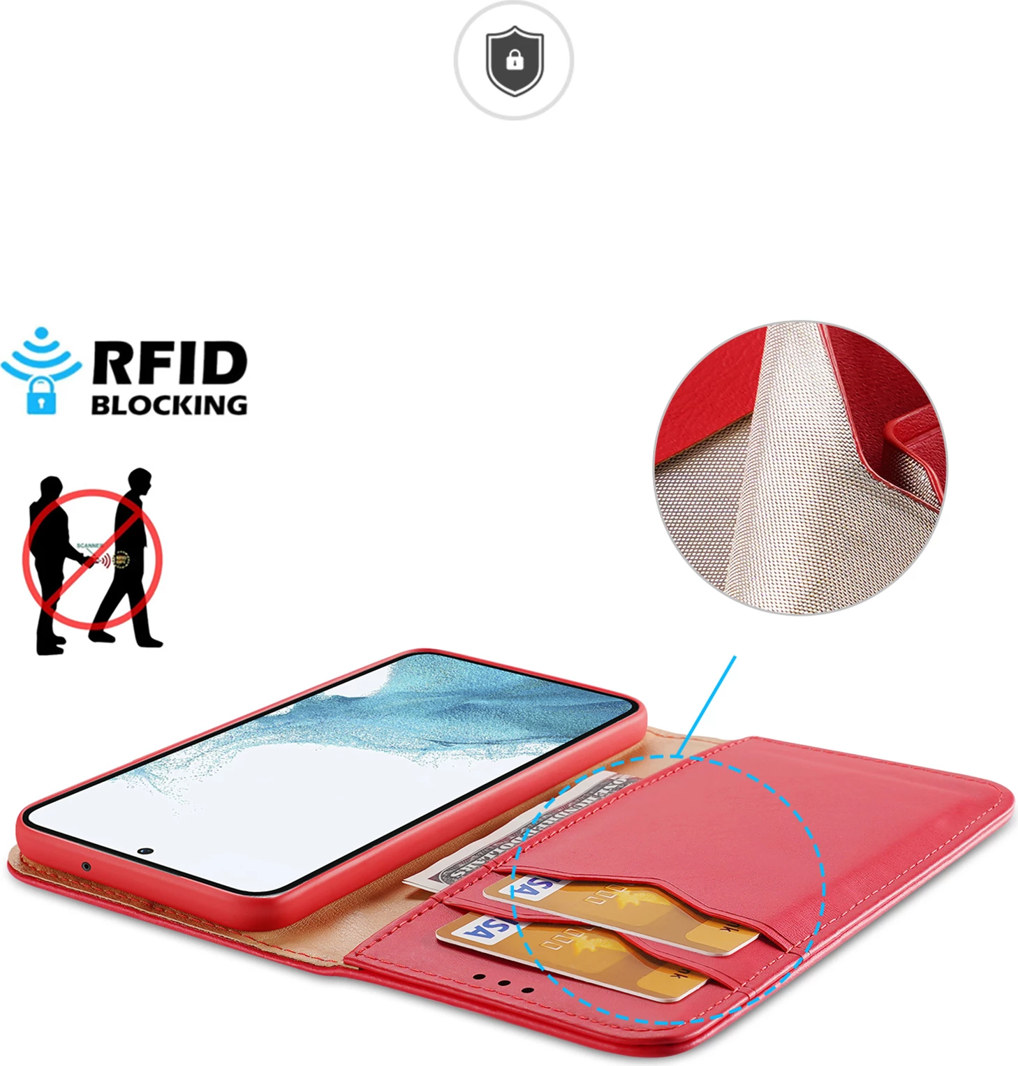 Mbështjellës Dux Ducis Hivo për Samsung Galaxy S23+, me kapak, portofol, bllokim RFID, e kuqe