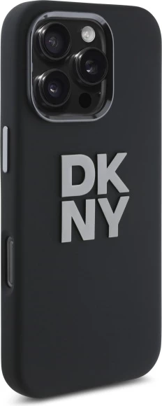 Mbështjellës DKNY Liquid Silicone Metal Logo për iPhone 16 Pro Max, i zi