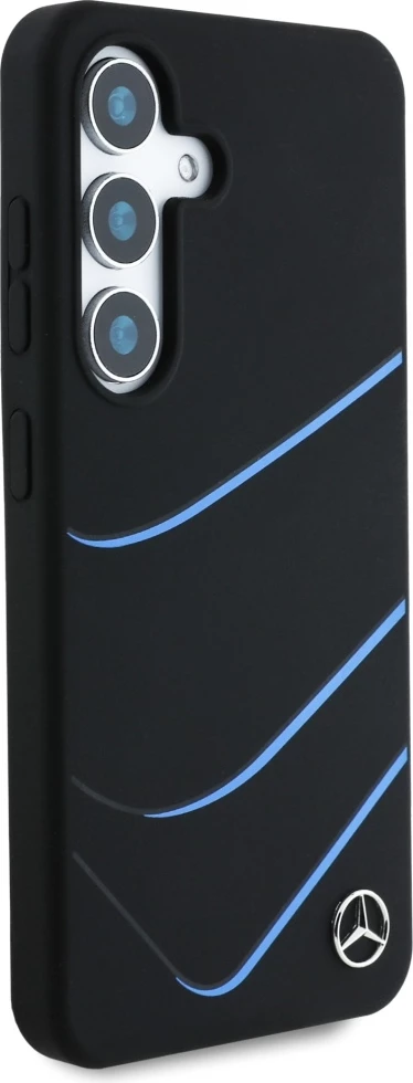 Mbështjellës Mercedes Silicone Contrasted Curves MagSafe për Samsung Galaxy S25, i zi