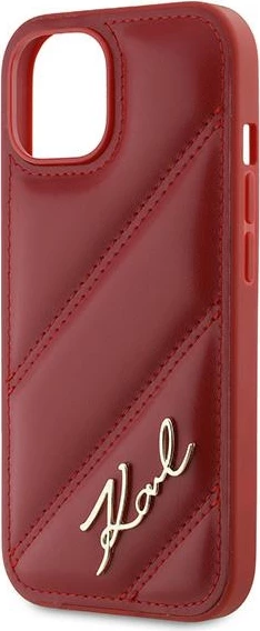 Mbështjellës Karl Lagerfeld Diagonal Quilted Script për iPhone 15/14/13, e kuqe