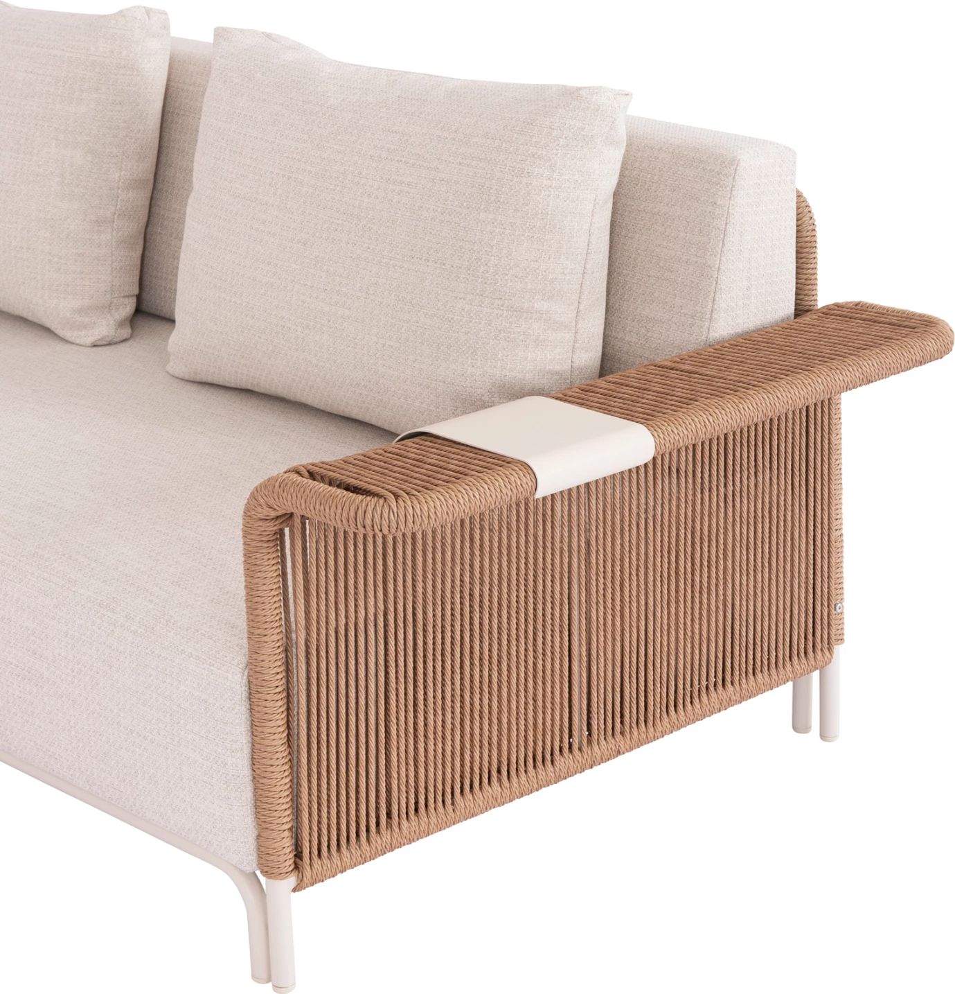 Set lounge për jashtë, 2 pjesë, AURORA CD6319, alumin ngjyrë krem, litar bezhë, gur sintetik