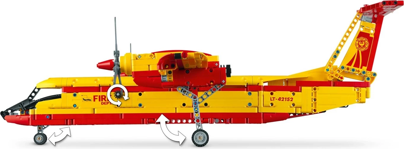 Lodër ndërtimi LEGO Technic 42152, Avion zjarrfikës, 1134 pjesë, Verdhë dhe Kuqe
