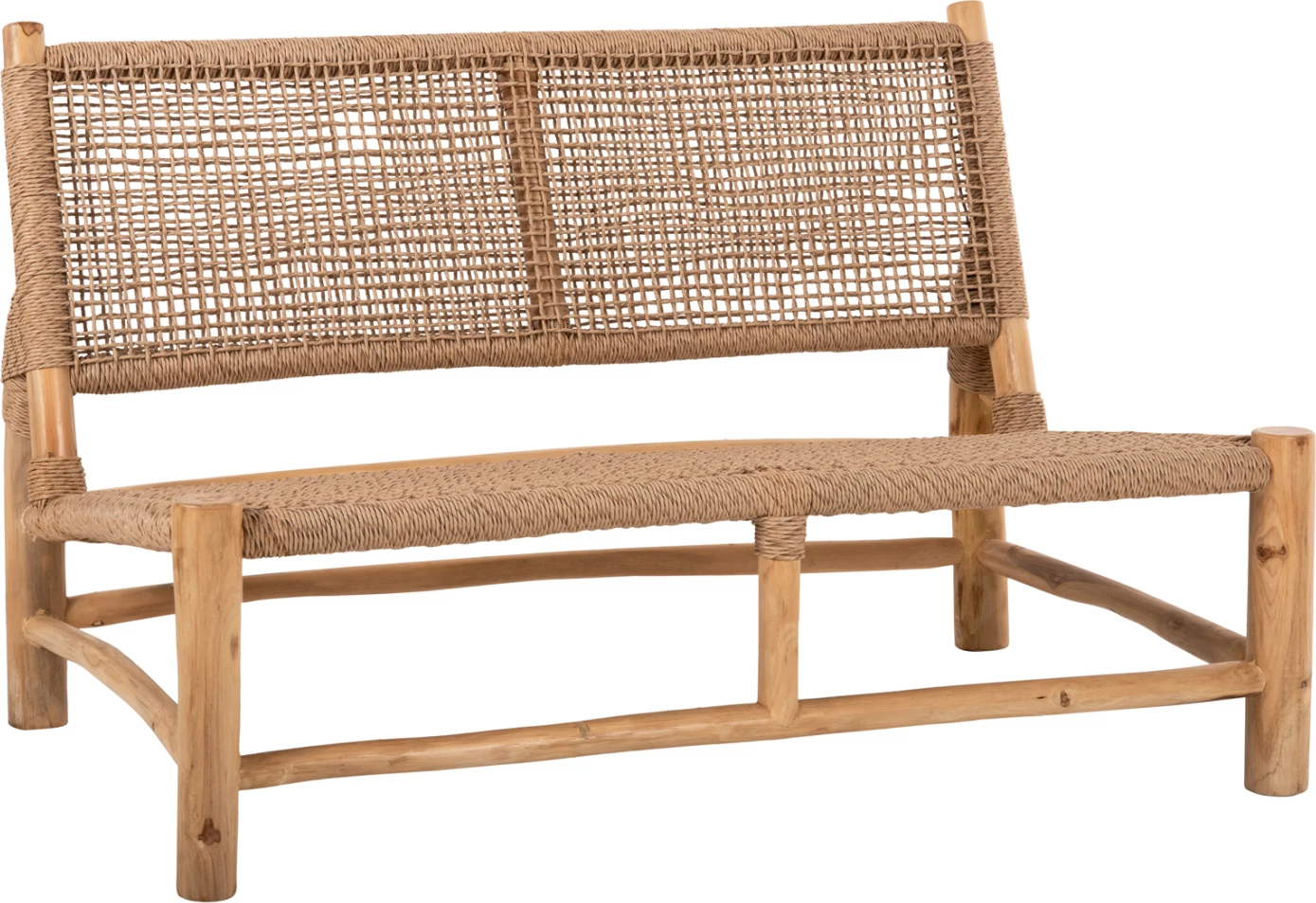 Divan për jashtë 2-vendësh LONDER FH5984 dru TEAK dhe ratan sintetik i përdredhur 120x75x78H cm