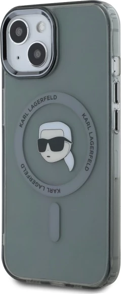 Mbështjellës Karl Lagerfeld KLHMP15SHLSKIK për iPhone 15 6.1", i fortë, MagSafe, i zi
