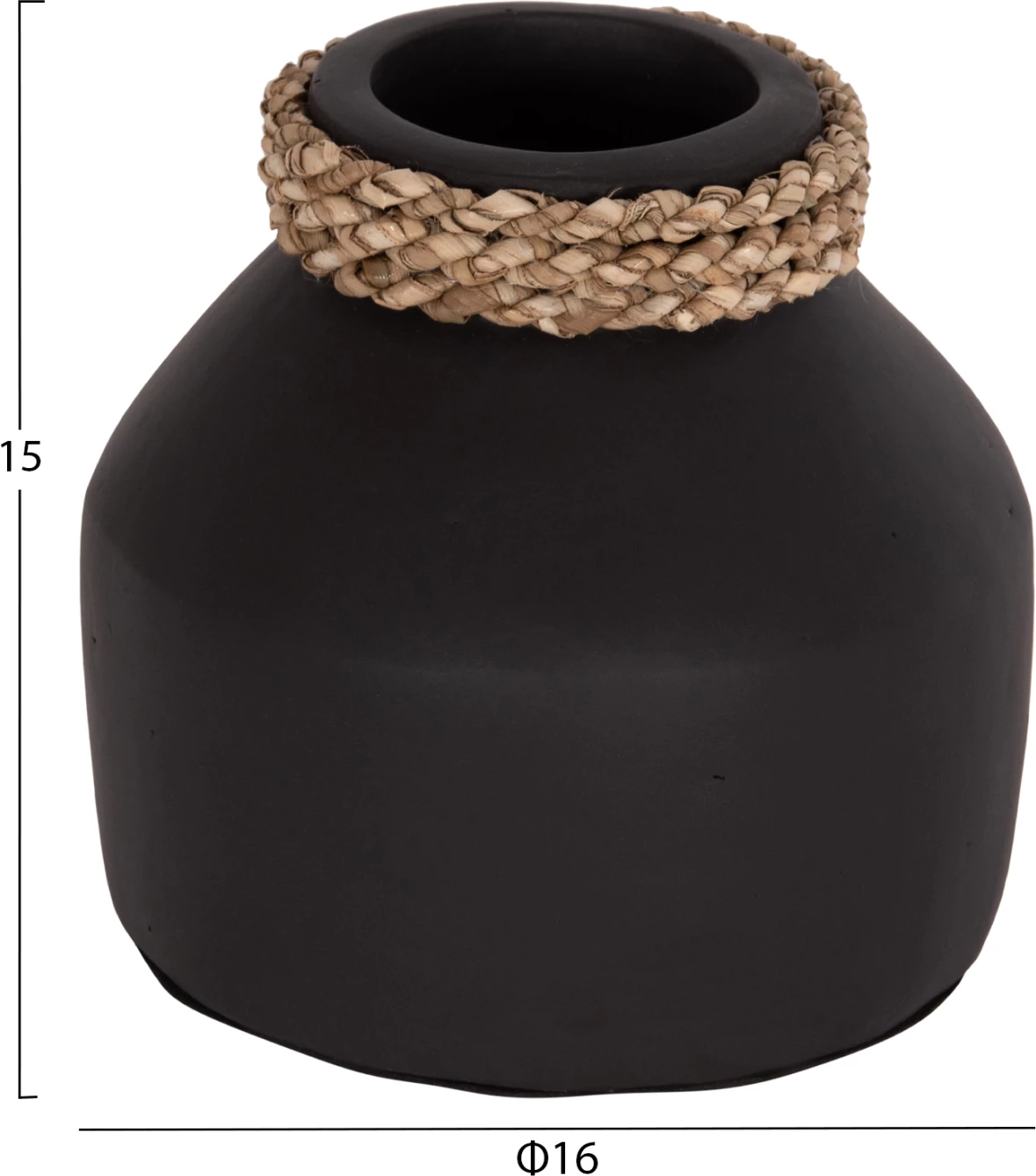 Vazo dekorative tavoline CAMMER, terrakotë e zezë, FH4687.01XS, 16x15cm