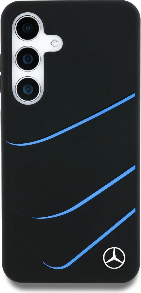 Mbështjellës Mercedes Silicone Contrasted Curves MagSafe për Samsung Galaxy S25, i zi